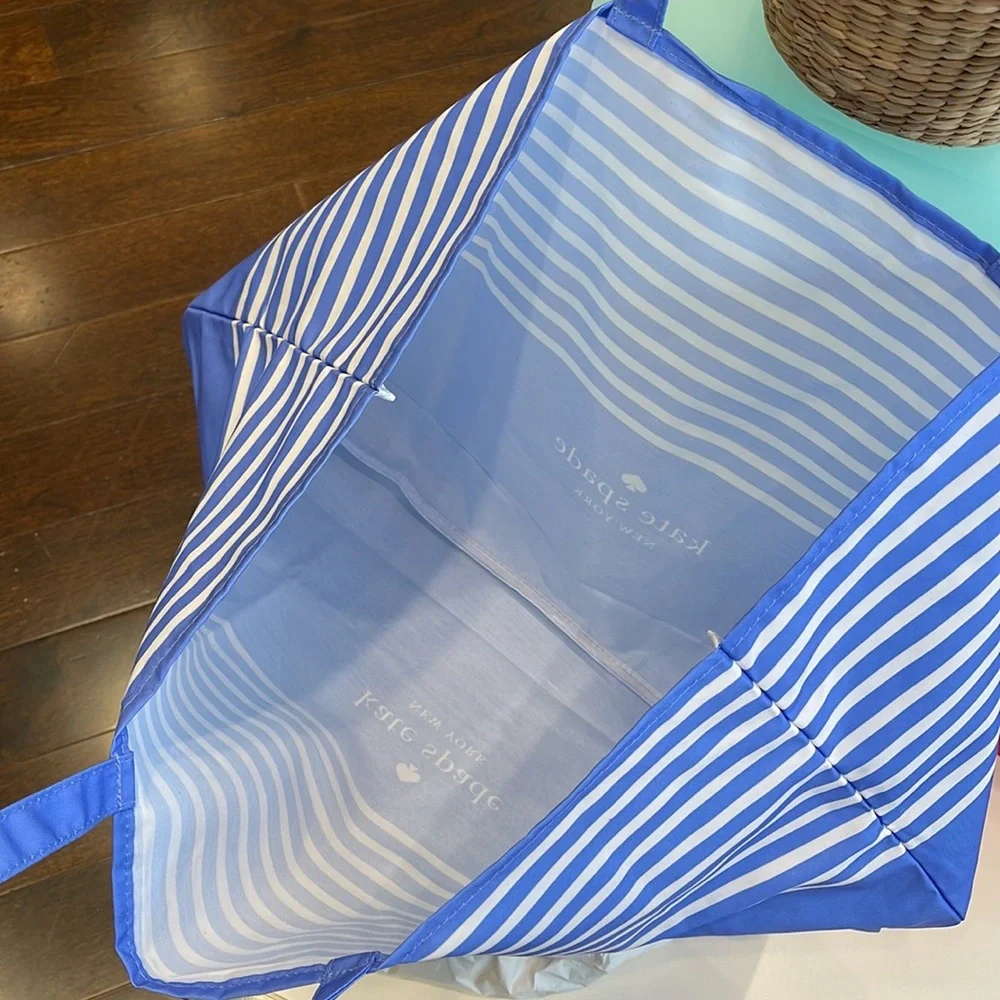 Kate Spade Purple-Blue Canvas Tote XL Reusable Shopping Beach Bag - Picture 7 of 16